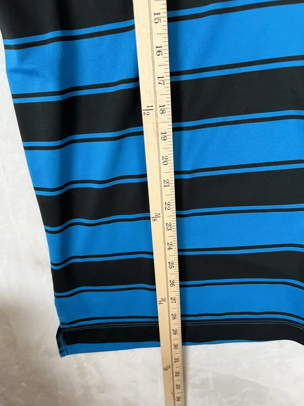 Nike Golf Polo Shirt Mens XL Blue Striped Dri-FIT Performance Swoosh Logo